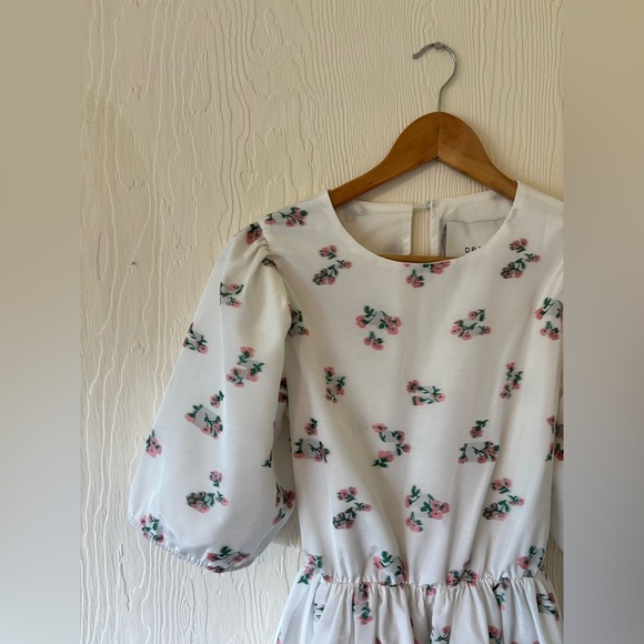 Sister Jane White Floral Embroidered Backless Baby Doll Mini Puff Sleeve Dress - Picture 8 of 17